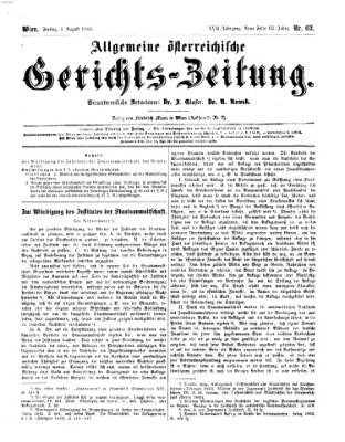 Allgemeine österreichische Gerichts-Zeitung Freitag 3. August 1866