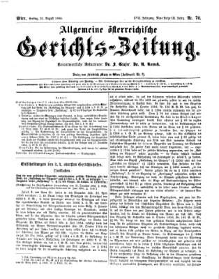 Allgemeine österreichische Gerichts-Zeitung Freitag 31. August 1866
