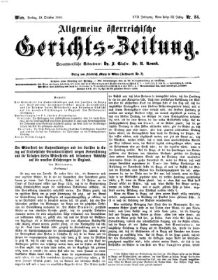 Allgemeine österreichische Gerichts-Zeitung Freitag 19. Oktober 1866