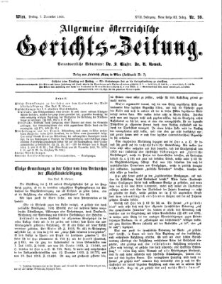 Allgemeine österreichische Gerichts-Zeitung Freitag 7. Dezember 1866