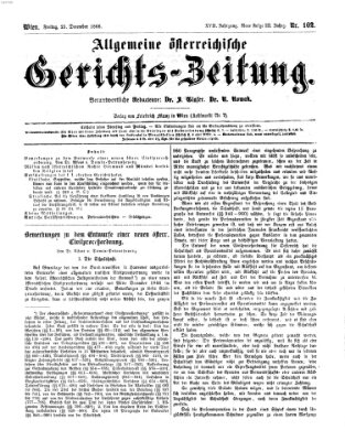 Allgemeine österreichische Gerichts-Zeitung Freitag 21. Dezember 1866