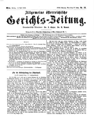 Allgemeine österreichische Gerichts-Zeitung Freitag 19. April 1867