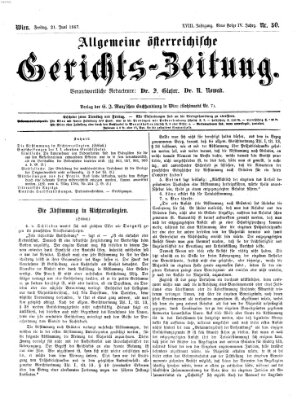 Allgemeine österreichische Gerichts-Zeitung Freitag 21. Juni 1867