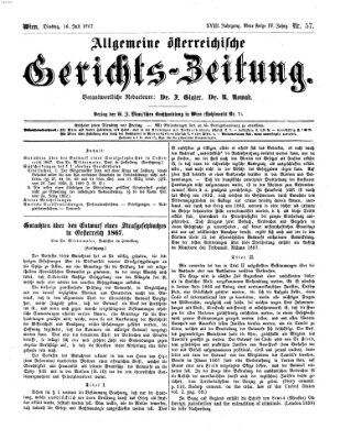 Allgemeine österreichische Gerichts-Zeitung Dienstag 16. Juli 1867