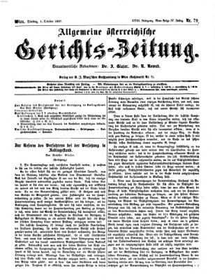 Allgemeine österreichische Gerichts-Zeitung Dienstag 1. Oktober 1867