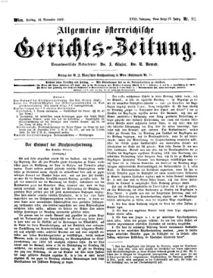 Allgemeine österreichische Gerichts-Zeitung Freitag 15. November 1867