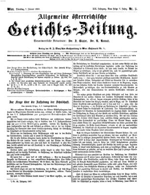Allgemeine österreichische Gerichts-Zeitung Dienstag 7. Januar 1868