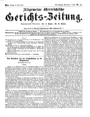 Allgemeine österreichische Gerichts-Zeitung Freitag 13. März 1868