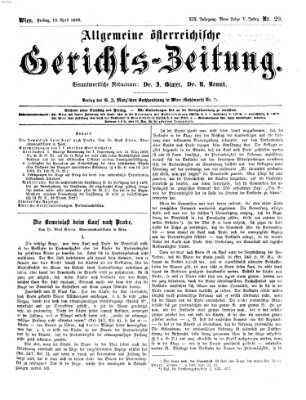 Allgemeine österreichische Gerichts-Zeitung Freitag 10. April 1868
