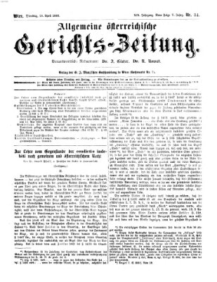 Allgemeine österreichische Gerichts-Zeitung Dienstag 28. April 1868