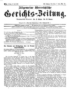Allgemeine österreichische Gerichts-Zeitung Freitag 26. Juni 1868