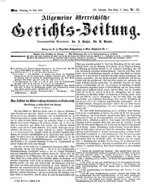 Allgemeine österreichische Gerichts-Zeitung Dienstag 30. Juni 1868