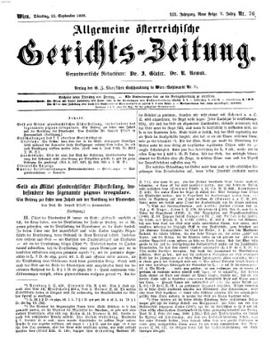 Allgemeine österreichische Gerichts-Zeitung Dienstag 22. September 1868