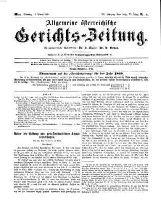 Allgemeine österreichische Gerichts-Zeitung Dienstag 12. Januar 1869