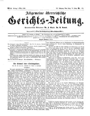 Allgemeine österreichische Gerichts-Zeitung Freitag 5. März 1869