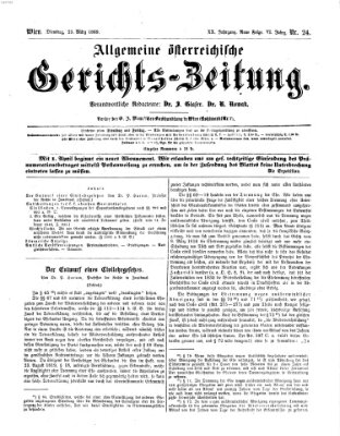 Allgemeine österreichische Gerichts-Zeitung Dienstag 23. März 1869