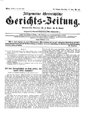 Allgemeine österreichische Gerichts-Zeitung Dienstag 22. Juni 1869