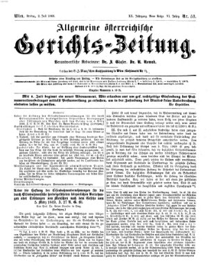 Allgemeine österreichische Gerichts-Zeitung Freitag 2. Juli 1869