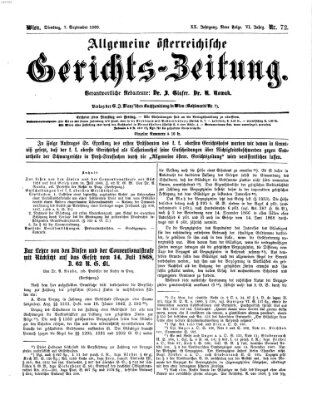 Allgemeine österreichische Gerichts-Zeitung Dienstag 7. September 1869