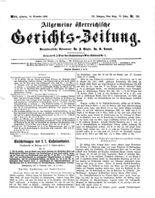 Allgemeine österreichische Gerichts-Zeitung Dienstag 30. November 1869