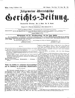 Allgemeine österreichische Gerichts-Zeitung Dienstag 22. Februar 1870