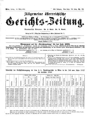 Allgemeine österreichische Gerichts-Zeitung Freitag 18. März 1870