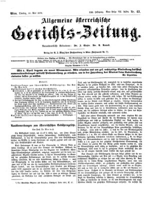 Allgemeine österreichische Gerichts-Zeitung Dienstag 31. Mai 1870