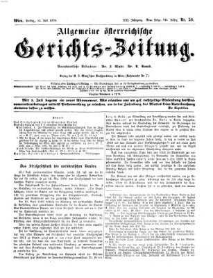 Allgemeine österreichische Gerichts-Zeitung Freitag 22. Juli 1870