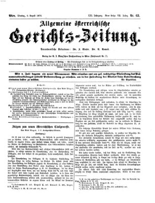 Allgemeine österreichische Gerichts-Zeitung Dienstag 9. August 1870