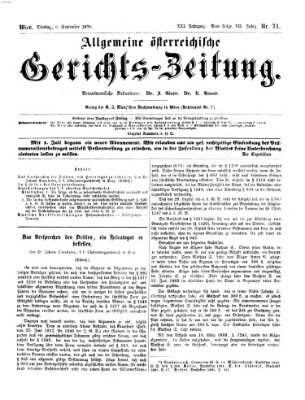 Allgemeine österreichische Gerichts-Zeitung Dienstag 6. September 1870