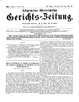 Allgemeine österreichische Gerichts-Zeitung Dienstag 11. Oktober 1870