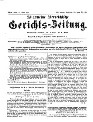 Allgemeine österreichische Gerichts-Zeitung Freitag 21. Oktober 1870