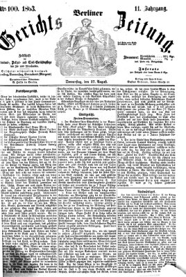 Berliner Gerichts-Zeitung Donnerstag 27. August 1863