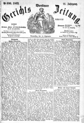 Berliner Gerichts-Zeitung Donnerstag 10. September 1863