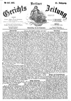 Berliner Gerichts-Zeitung Donnerstag 14. September 1865