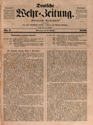Deutsche Wehr-Zeitung (Preußische Wehr-Zeitung) Freitag 18. August 1848