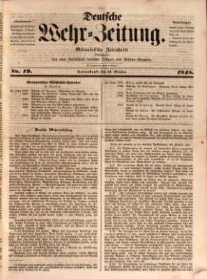 Deutsche Wehr-Zeitung (Preußische Wehr-Zeitung) Samstag 21. Oktober 1848