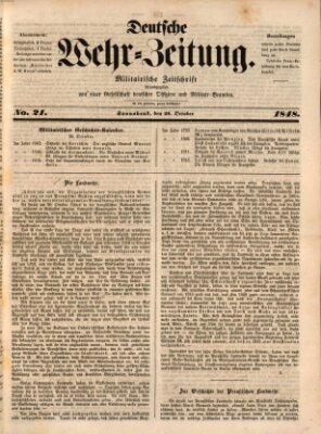 Deutsche Wehr-Zeitung (Preußische Wehr-Zeitung) Samstag 28. Oktober 1848