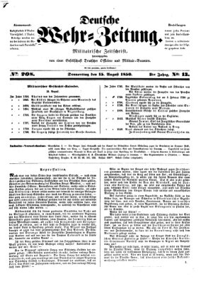 Deutsche Wehr-Zeitung (Preußische Wehr-Zeitung) Donnerstag 15. August 1850