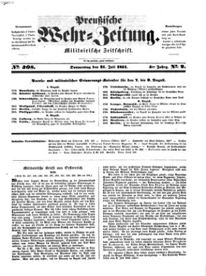 Preußische Wehr-Zeitung Donnerstag 31. Juli 1851