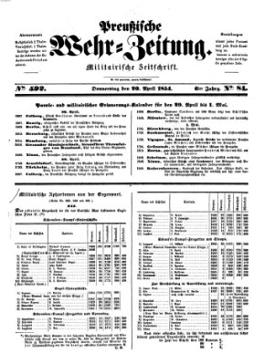 Preußische Wehr-Zeitung Donnerstag 20. April 1854