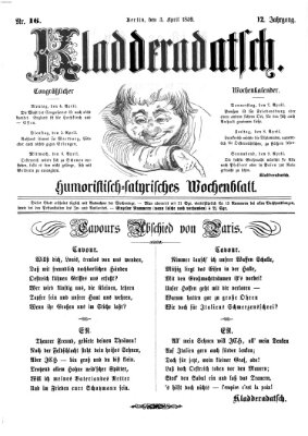 Kladderadatsch Sonntag 3. April 1859