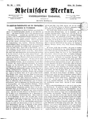 Rheinischer Merkur (Deutscher Merkur) Samstag 29. Oktober 1870