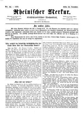 Rheinischer Merkur (Deutscher Merkur) Samstag 24. Dezember 1870