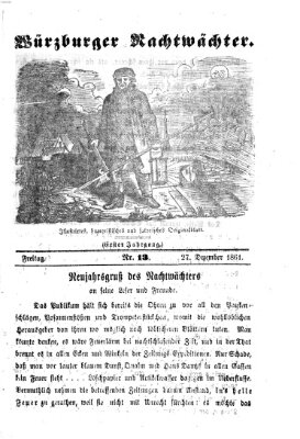 Würzburger Nachtwächter Freitag 27. Dezember 1861