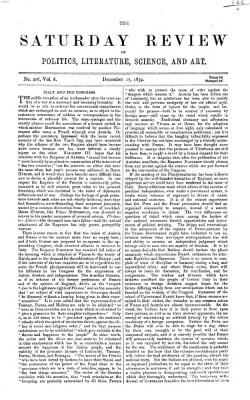 Saturday review Samstag 17. Dezember 1859
