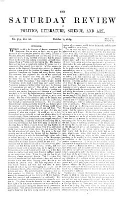 Saturday review Samstag 7. Oktober 1865