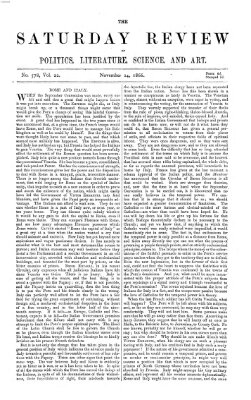 Saturday review Samstag 24. November 1866
