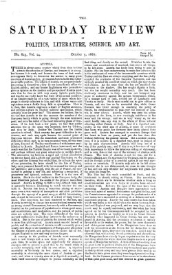 Saturday review Samstag 5. Oktober 1867