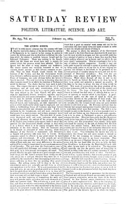 Saturday review Samstag 20. Februar 1869